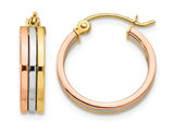 Small Hoop Earrings in 14K Yellow, White and Pink Gold 1/2 Inch (4.00 mm)